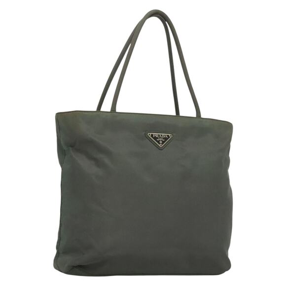 PRADA Hand Bag Nylon Khaki Silver - Picture 1 of 12